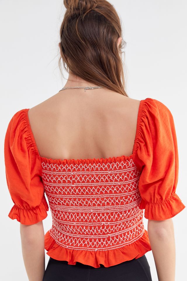 Lost + Wander Bloody Mary Smocked Cropped Top #3