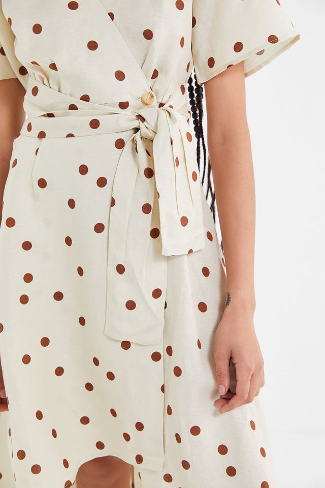 Moon River Polka Dot Asymmetrical Wrap Dress #3