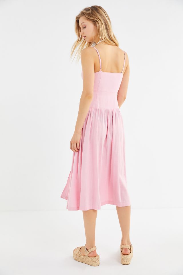 UO Linen Button-Down Drop Waist Midi Dress #2