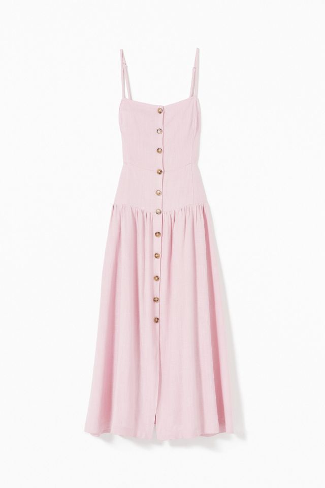 UO Linen Button-Down Drop Waist Midi Dress #4