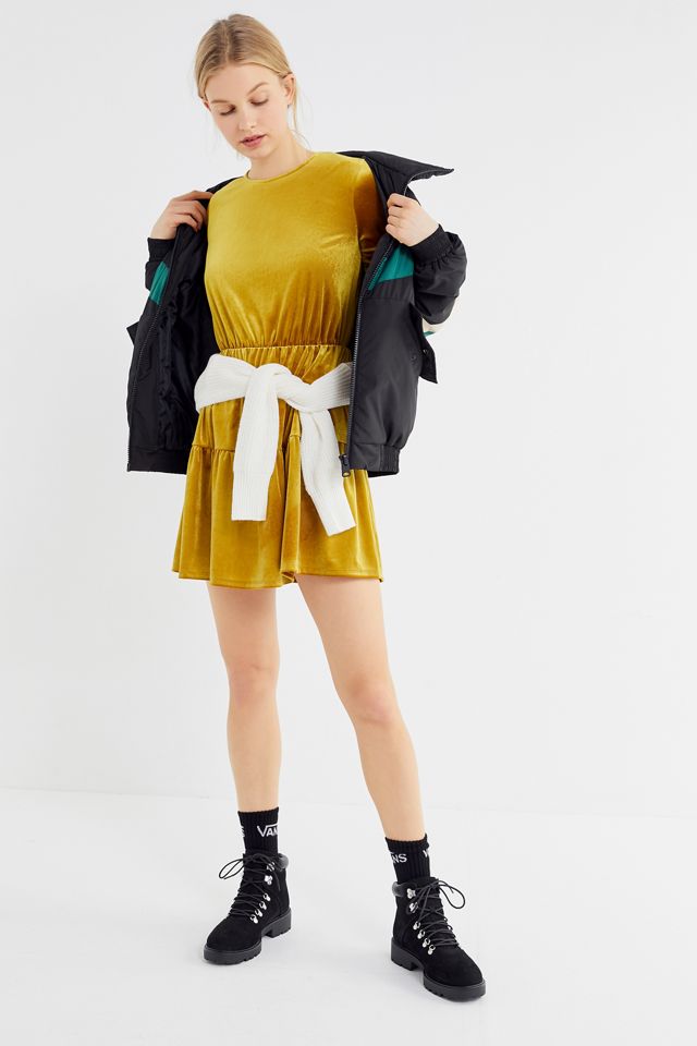 UO Velvet Tiered Mini Dress #1