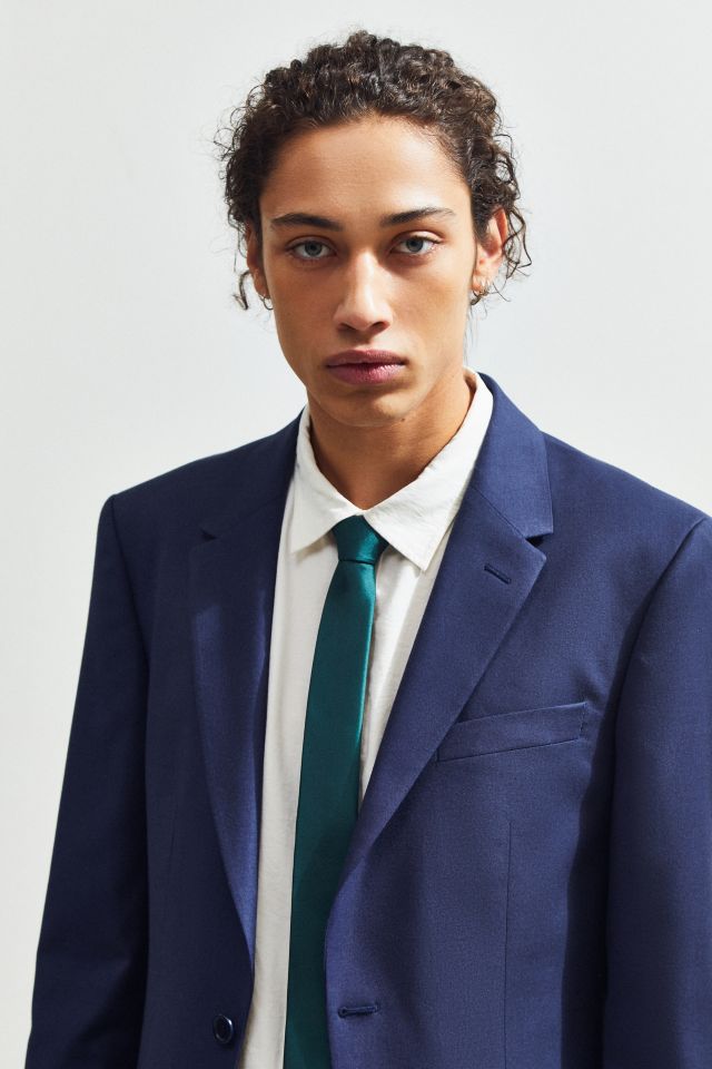 UO Navy Blue Skinny Fit Single Breasted Suit Blazer #1