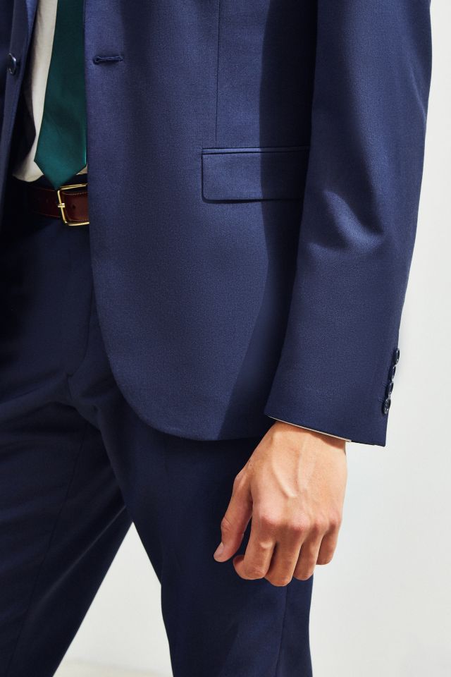 UO Navy Blue Skinny Fit Single Breasted Suit Blazer #3