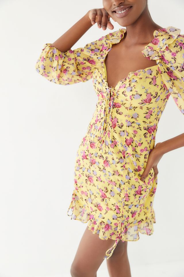 For Love Lemons Beaumont Cinched Ruffle Mini Dress