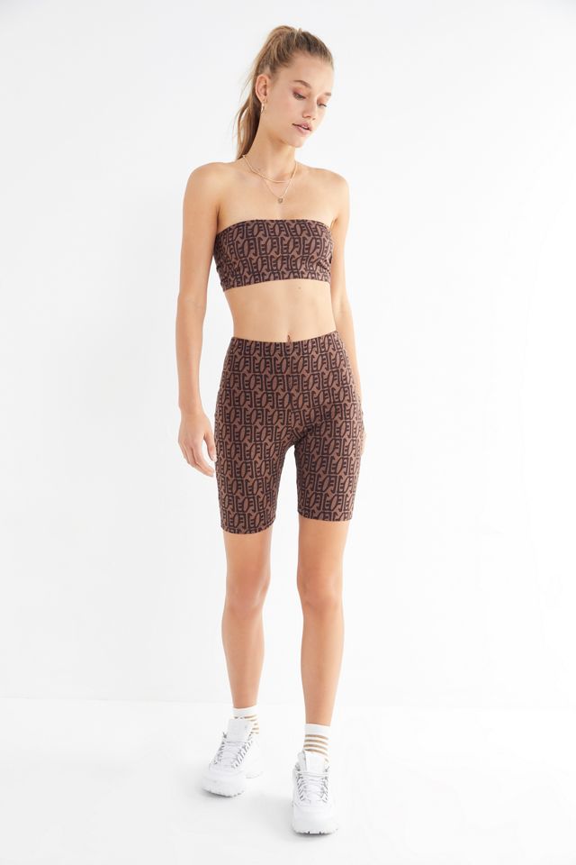 Motel Abstract Print Cropped Tube Top #3