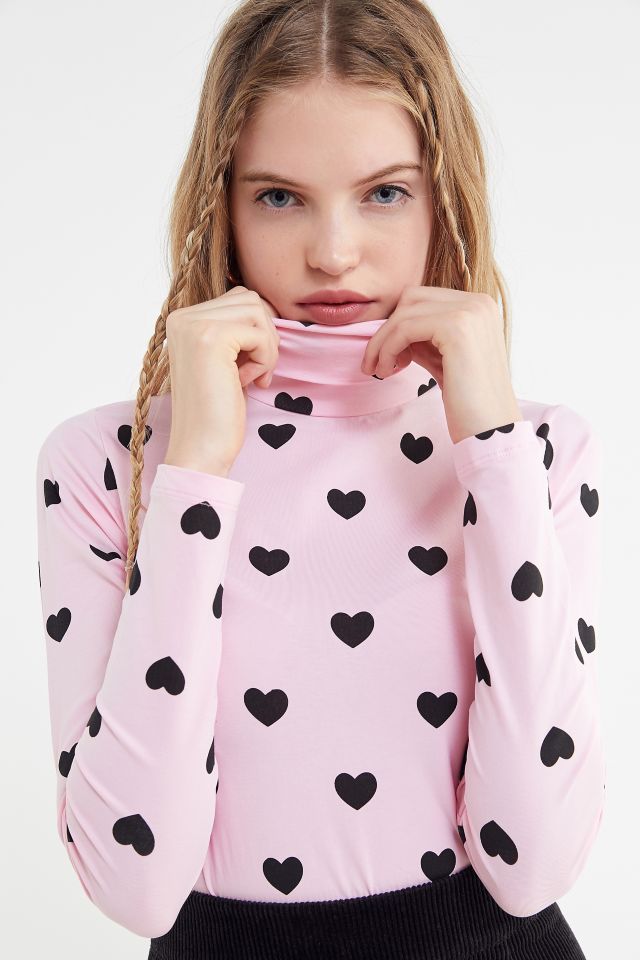 Lazy Oaf Pink Hearts Long Sleeve Turtleneck Top  Turtleneck long sleeve  top, Long sleeve turtleneck, Turtle neck top