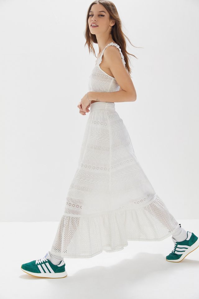 UO Suzy Eyelet Ruffle Maxi Skirt #1