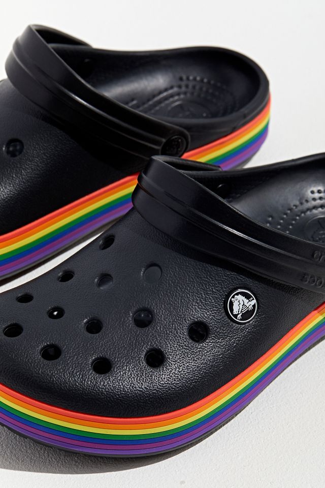 Black and rainbow store crocs