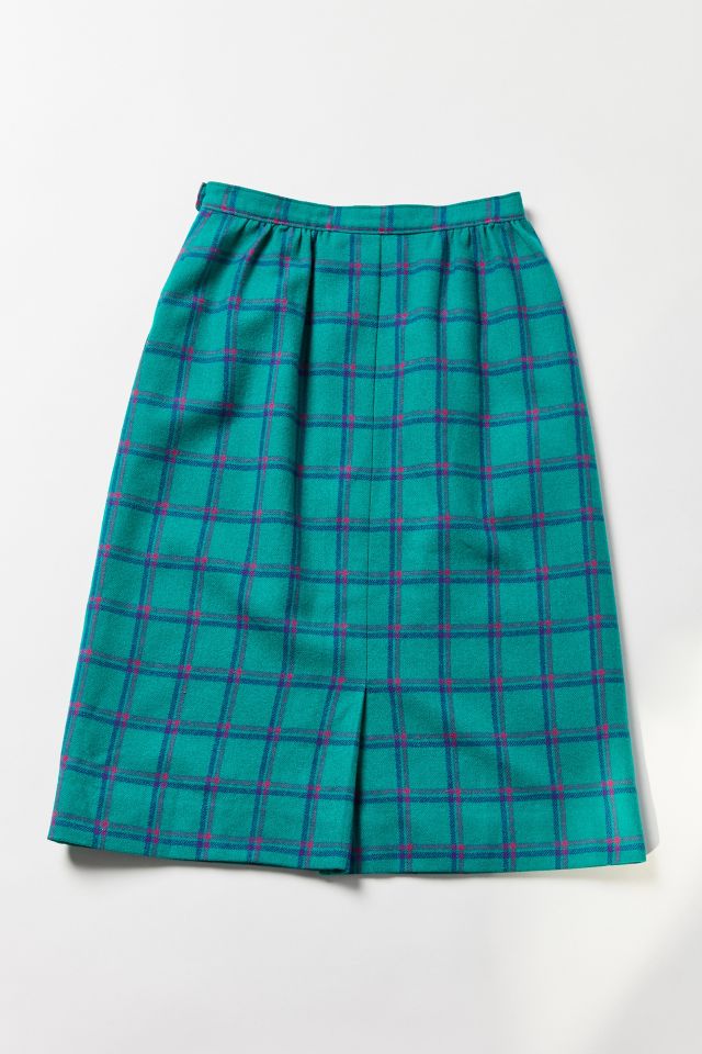 Vintage Pendleton Green Plaid Midi Skirt #2