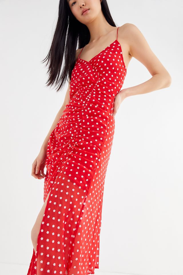 Finders Keepers Blossom Ruched Slip Midi Dress