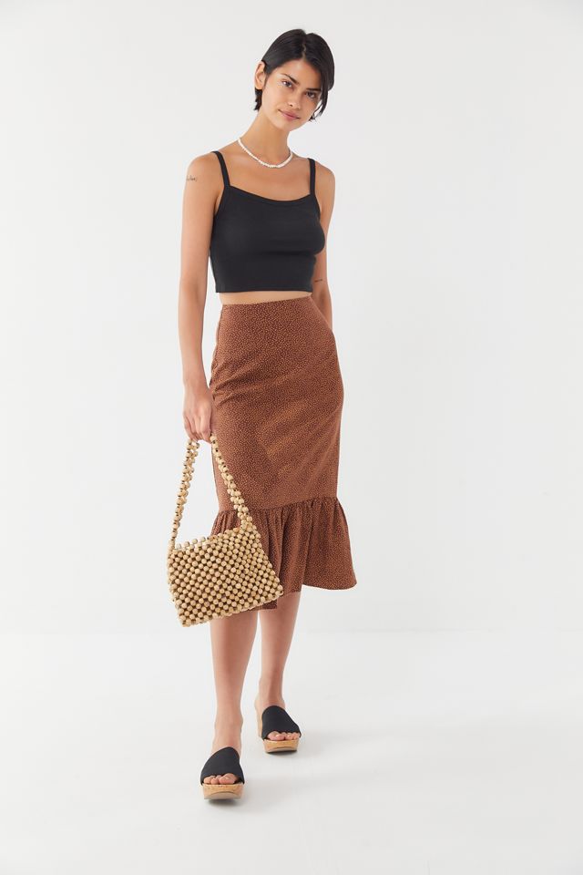 UO Marigold Linen Ruffle Midi Skirt  #1
