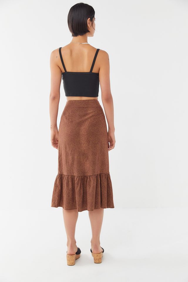 UO Marigold Linen Ruffle Midi Skirt  #2