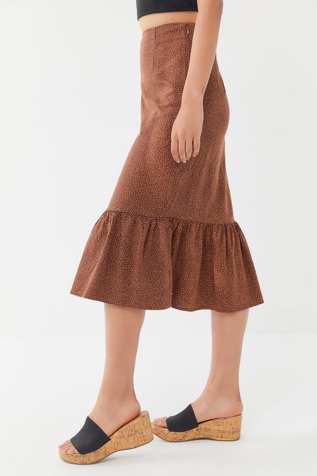 UO Marigold Linen Ruffle Midi Skirt  #3