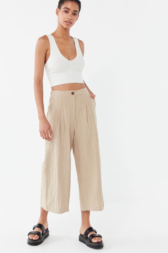 Urban Outfitters Blue Striped Linen Blend Chance Wide Leg Pants | Women's S