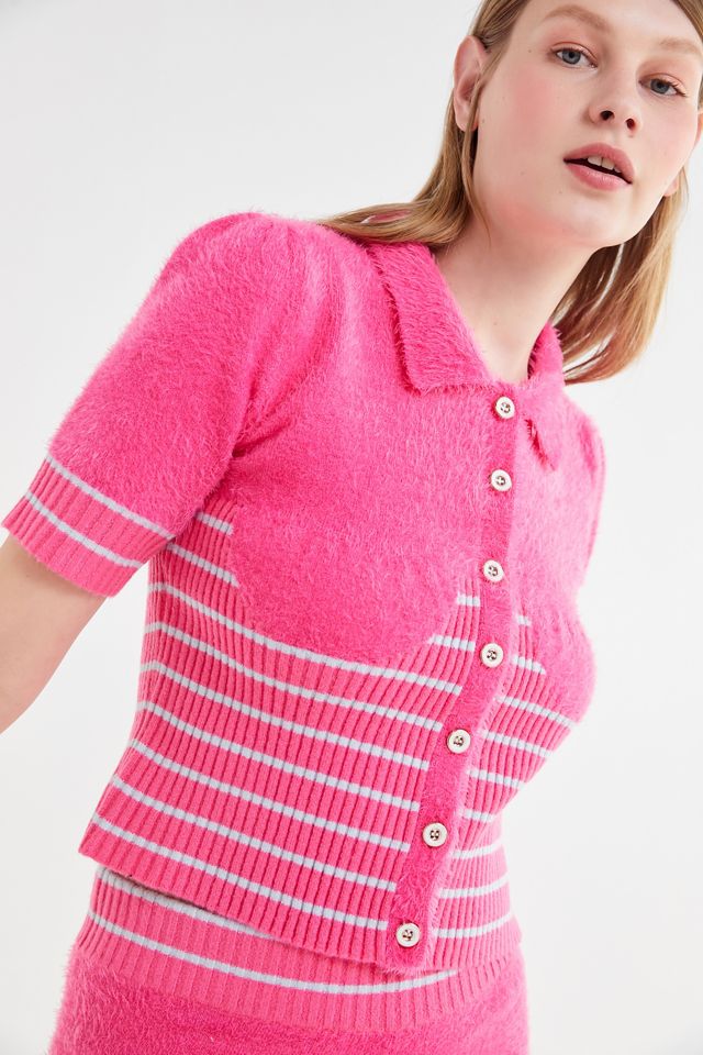 House Of Sunny Eyelash Button-Front Polo Shirt #1