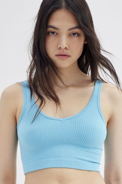 Out From Under Drew Seamless Ribbed Bra Top In Light Blue