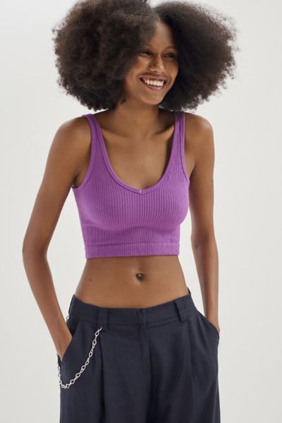 Out From Under Drew Seamless Ribbed Bra Top in Blue