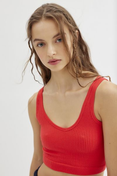 Out From Under Drew Seamless Ribbed Bra Top In Red