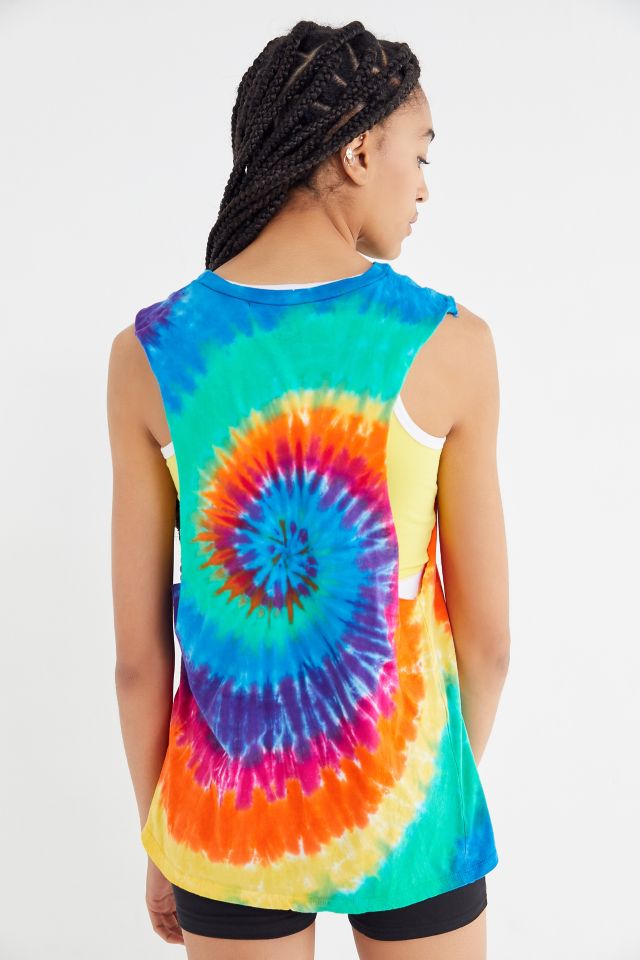 Smiley Rainbow Tie-Dye Muscle Tank Top #2