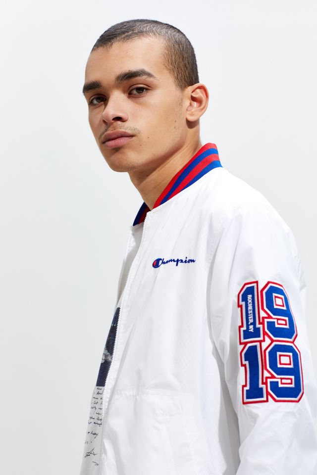 Champion Satin White Baseball Jacket