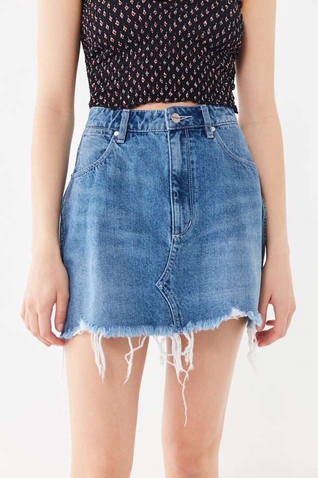 Wrangler Repaired Denim Mini Skirt #4