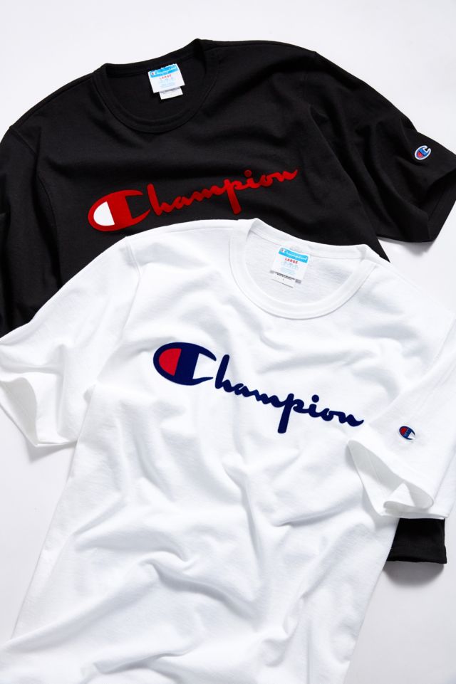 Champion big script outlet tee