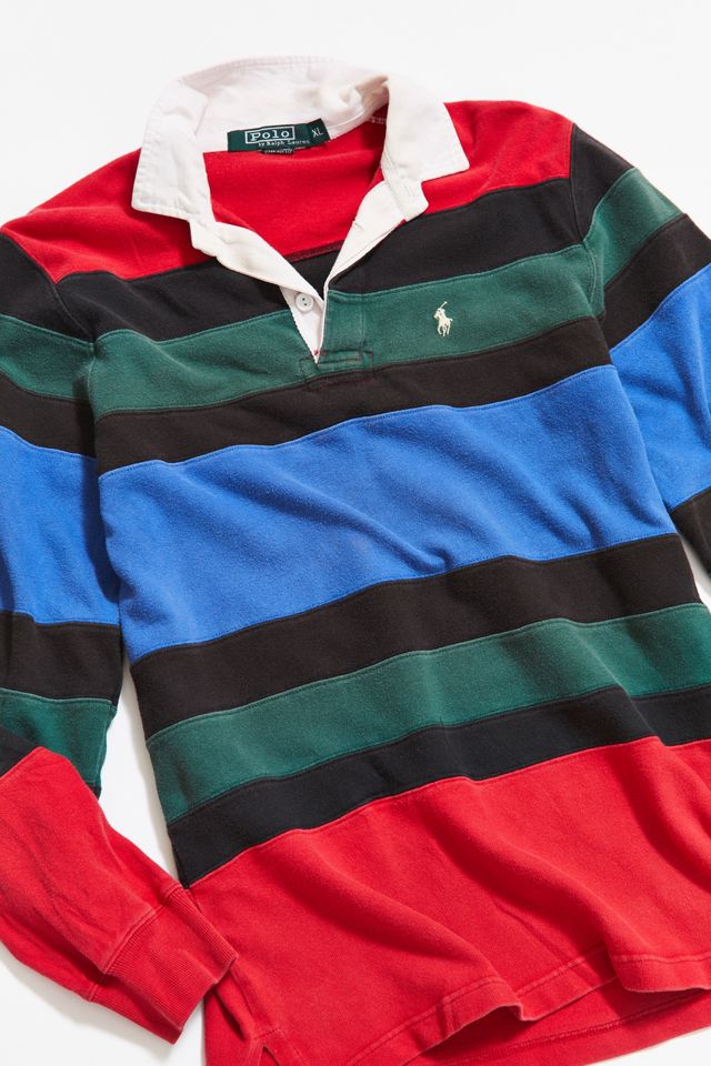 Vintage Polo Ralph Lauren Pieced Stripe Rugby Shirt #1