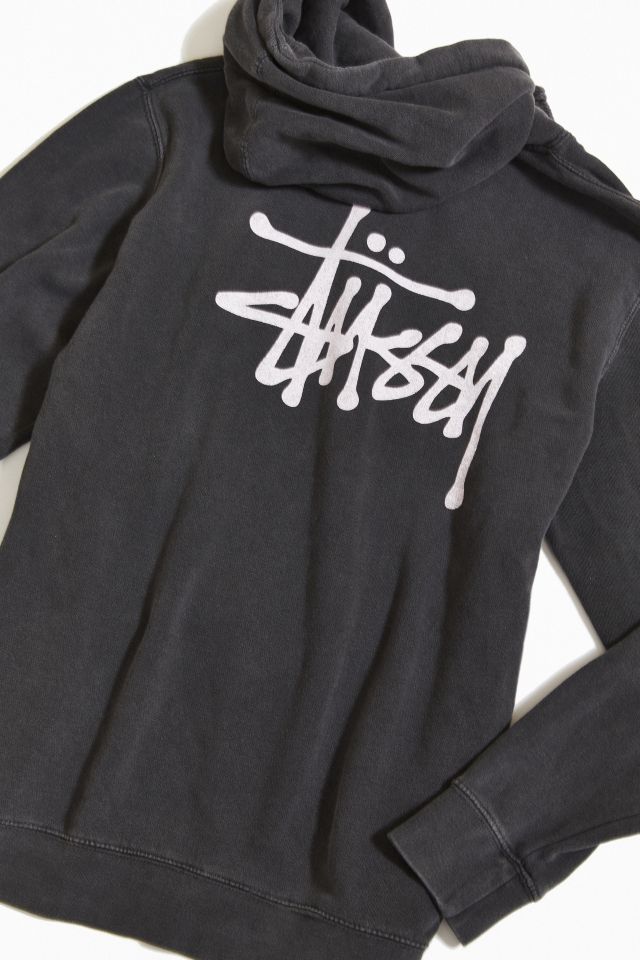 Vintage Stussy Dark Gray Monogram Print Stucci Hoodie Sweatshirt