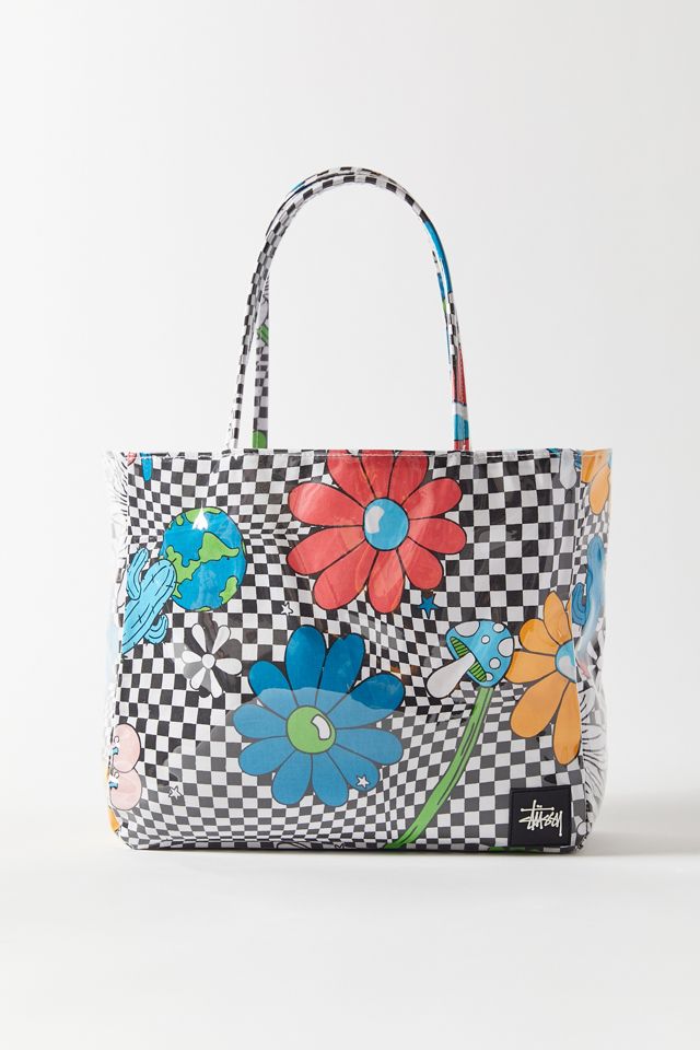 Stussy Checker Vinyl Warped Tote Bag | Urban Outfitters