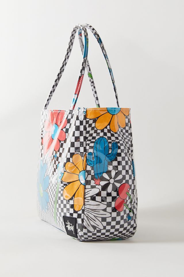 Stussy Checker Vinyl Warped Tote Bag | Urban Outfitters