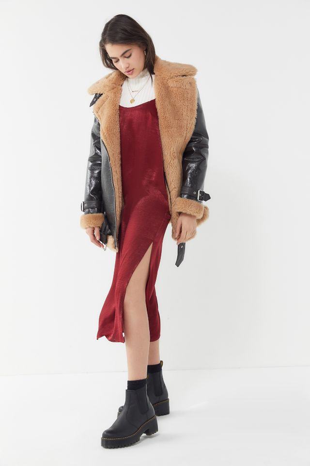 Urban Renewal Remnants Satin Side Slit Midi Slip Dress #1