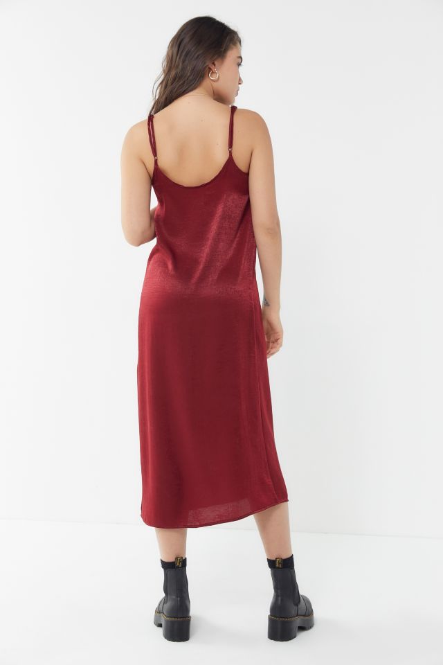 Urban Renewal Remnants Satin Side Slit Midi Slip Dress #3
