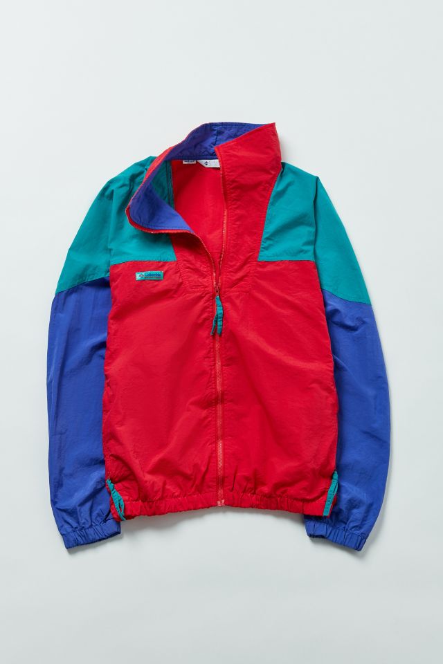 Vintage Columbia Red Colorblocked Full-Zip Windbreaker Jacket