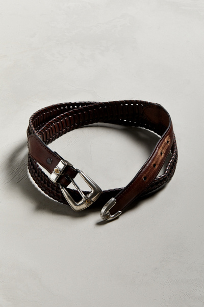 Vintage Braided Brown Leather Belt | Urban Outfitters display picture 2