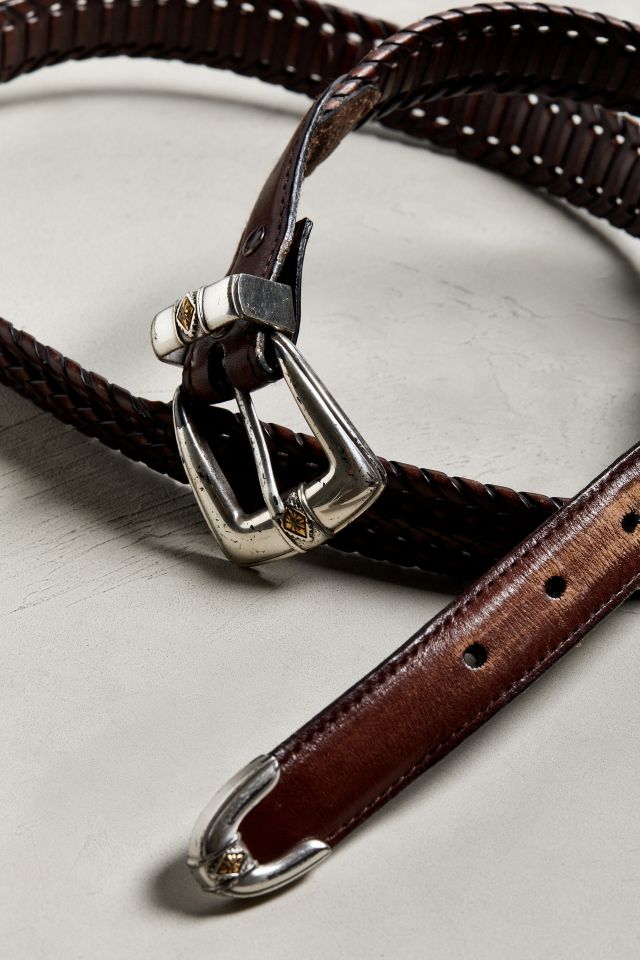 Vintage Braided Brown Leather Belt #1