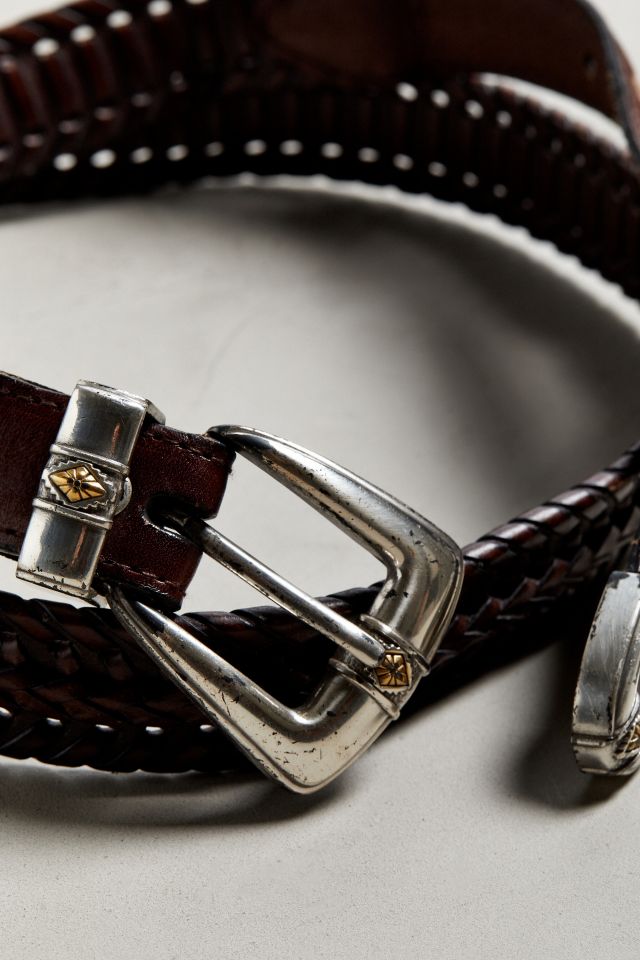 Vintage Braided Brown Leather Belt #2