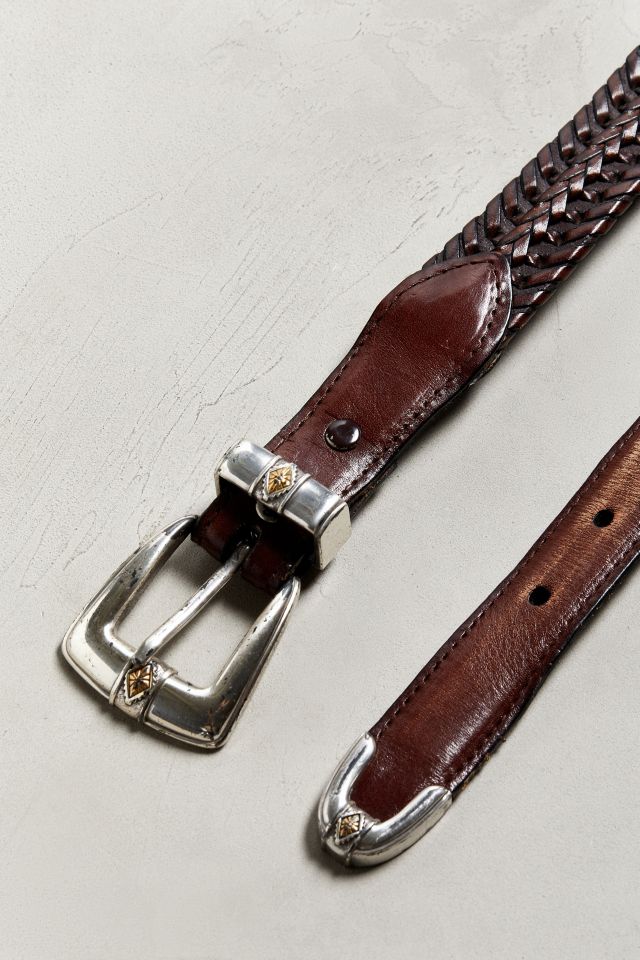 Vintage Braided Brown Leather Belt #3