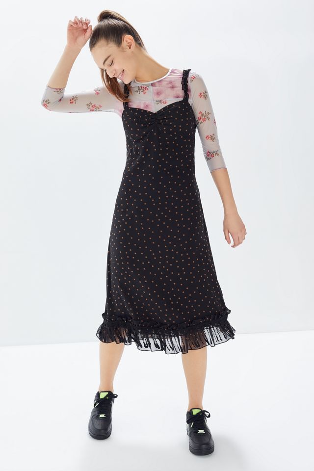 knee length dresses for ladies Nadia Long Sleeve Fishtail Midi Dress Black