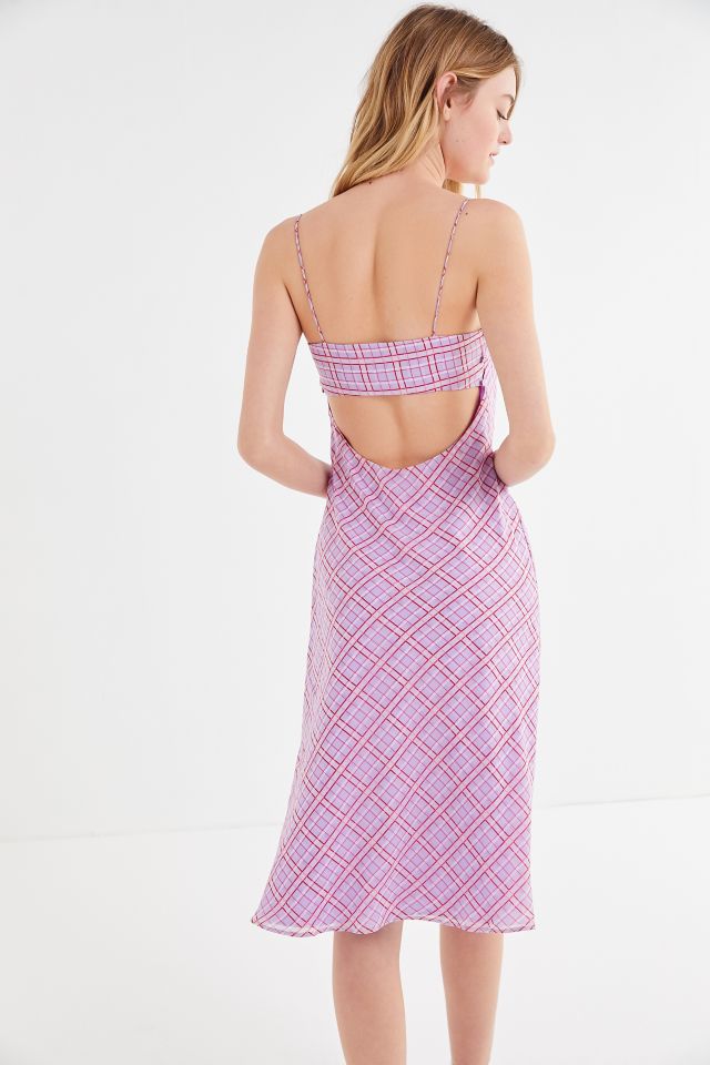 Finders Keepers Nostalgia Plaid Cowl Neck Slip Dress #1