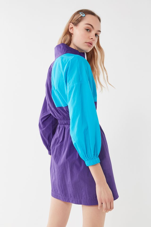UO Colorblock Nylon Half-Zip Mini Dress #2
