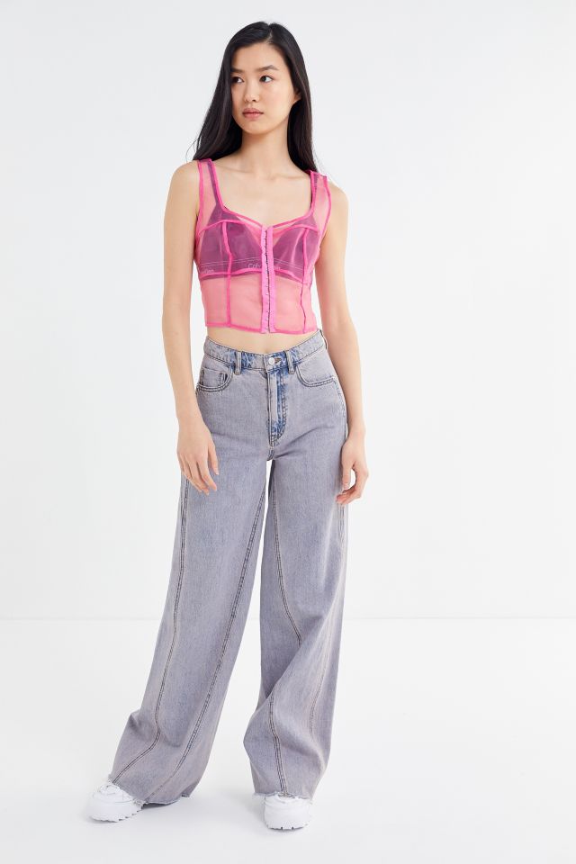 UO Lily Organza Bustier Cropped Top #1