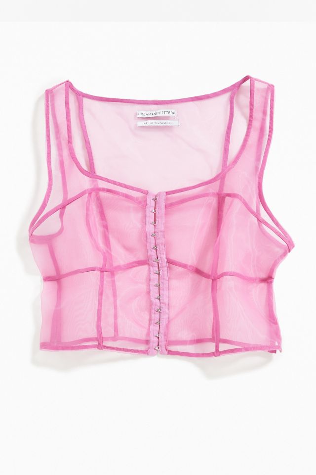 UO Lily Organza Bustier Cropped Top #4
