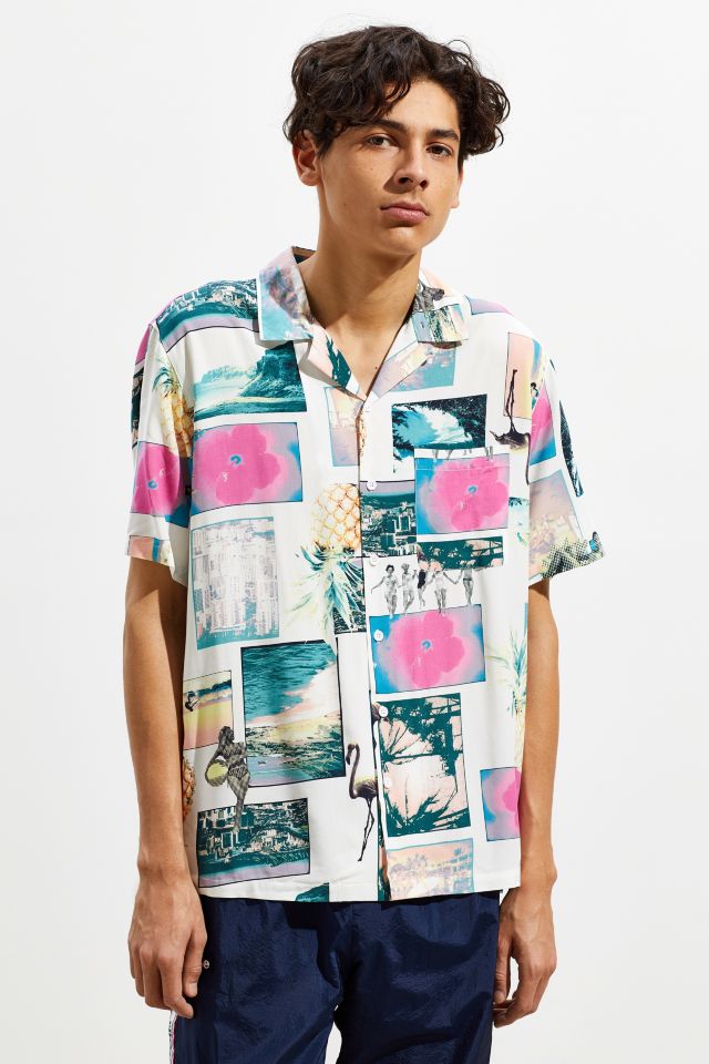 Chemise Boutonnée Manches Courtes UO Carte Postale Hawaii #1