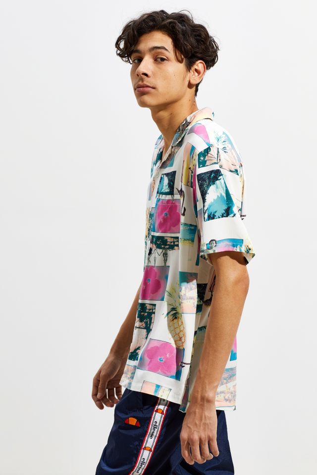 Chemise Boutonnée Manches Courtes UO Carte Postale Hawaii #2