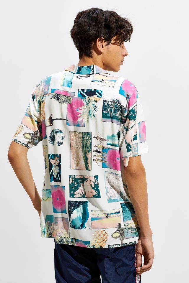 Chemise Boutonnée Manches Courtes UO Carte Postale Hawaii #3