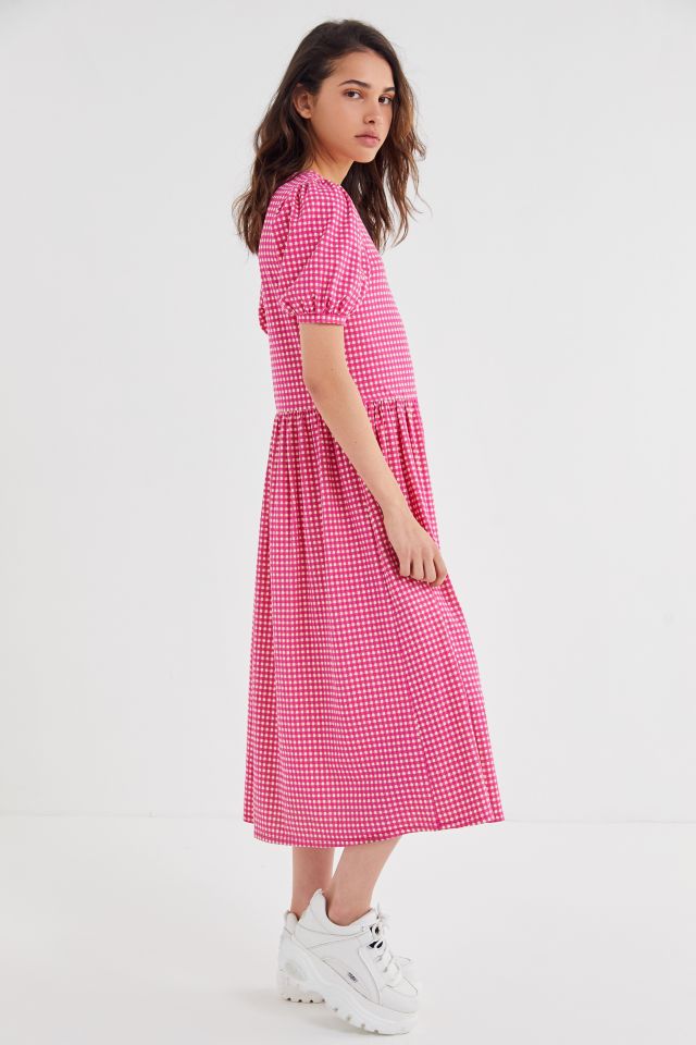 UO Antibes Gingham Puff Sleeve Midi Dress  #3