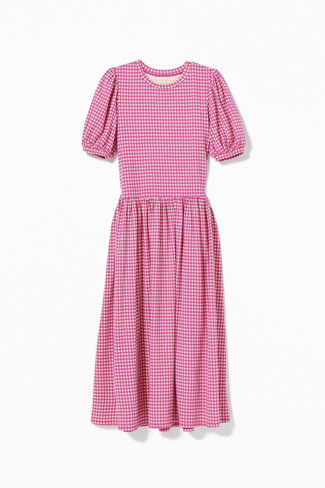 UO Antibes Gingham Puff Sleeve Midi Dress  #4
