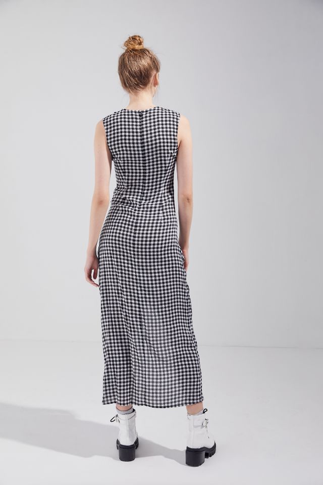 UO Cohen Checkered Cinch-Front Midi Dress #2