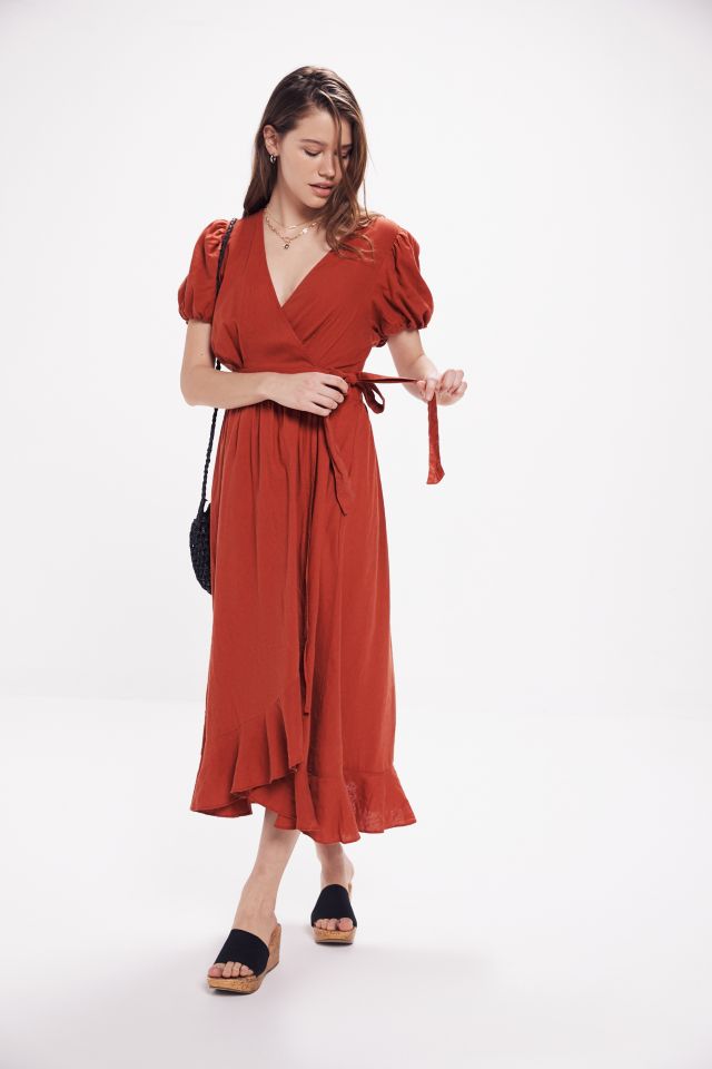 Urban outfitters 2025 red wrap dress