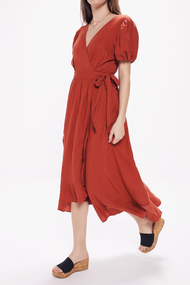 Urban outfitters best sale linen wrap dress